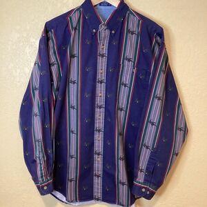Vintage Hathaway Sport Men's Medium‎ Button Up, striped, duck print, 100% Cotton